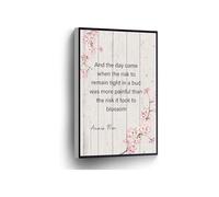 KCDFDVJFBM Canvas Print Wall-Art Anais Nin Cherry Blossom Poster The Risk It Took To Blossom Inspirational Quotes for Home Office School Decor(Framed,16x24inch(40x60cm))