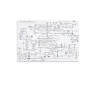 KCDFDVJFBM Canvas Print Wall-Art Human Metabolic Pathways Map Educational Biology Chart Science Home Decor(Framed,12x18inch(30x45cm))