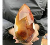 KCDFDVJFBM Carnelian Jasper Flame Quartz Crystal Wand Point (Size : 160-180g)