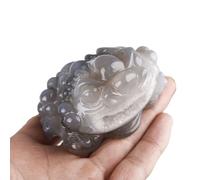 KCDFDVJFBM Carved Agate Geode Money Toad (Jin Chan) Crystal Lucky Fortune Statue for Home Office Decor, Wealth & Success Charm, Feng Shui Ornament,350g