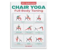 KCDFDVJFBM Chair Yoga For All Levels Poster Canvas Seated Exercise Chart Gentle Stretch Routine Wall-Art for Living Room Bedroom Home Decor(Framed,08x12inch(20x30cm))