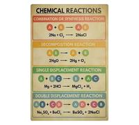 KCDFDVJFBM Chemical Reactions Poster - Chemistry Basics and Science Education Chart for Classroom Wall Decor(Unframed,12x18inch(30x45cm))