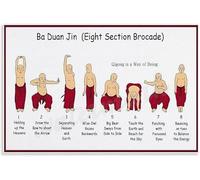 KCDFDVJFBM Chinese Martial Arts Poster - Ba Duan Jin Eight Section Brocade Qigong Exercise Art, Canvas Wall-Art for Living Room(Framed,16x24inch(40x60cm))