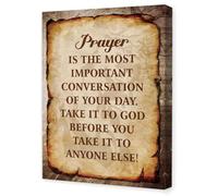 KCDFDVJFBM Christian Canvas Wall-Art Prayer Is the Vital Conversation of Your Day Religious Quote Print for Prayer Corner Home Office and Church Decor(Framed,08x12inch(20x30cm))