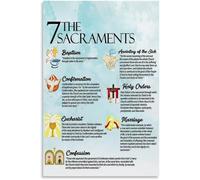 KCDFDVJFBM Christian Educational Poster: The Seven Sacraments List - Catholic Church Teaching Tool & Inspirational Wall Canvas for Home Decor(Framed,08x12inch(20x30cm))