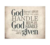 KCDFDVJFBM Christian Encouragement Wall Decor, God Helps Handle What We Are Given, Modern Parchment Style Typographic Art Print for Faith-Based Home & Office(Framed,12x18inch(30x45cm))
