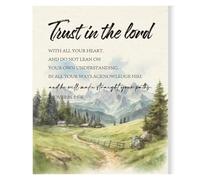KCDFDVJFBM Christian Gift Ideas Scripture Poster Canvas Wall-Art with Trust In The Lord Quote for Men Women Prayer Room or Study(Unframed,12x18inch(30x45cm))
