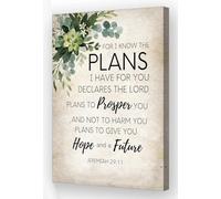 KCDFDVJFBM Christian Scripture Wall-Art: For I Know The Plans I Have for You Inspirational Retro Decor(Framed,16x24inch(40x60cm))