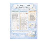 KCDFDVJFBM Classroom Decor Exam Prep Poster Quick Study Guide and Tips Canvas Wall-Art for Students and Teachers(Framed,12x18inch(30x45cm))