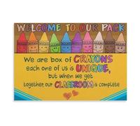 KCDFDVJFBM Classroom Diversity Poster We Are A Box Of Crayons Each One Inspirational Wall-Art Welcome Sign for Teachers Bulletin Board Office(Unframed,16x24inch(40x60cm))