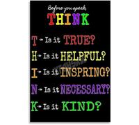 KCDFDVJFBM Classroom Management Poster THINK Before You Speak SEL Rules Educational Canvas Painting Wall-Art Decor(Unframed,08x12inch(20x30cm))