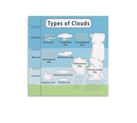 KCDFDVJFBM Cloud Identification Chart - Types of Clouds Poster with Names, Educational Weather Science Print for Classroom Homeschool Bedroom Decor(Unframed,08x12inch(20x30cm))