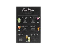 KCDFDVJFBM Cocktail Bar Wall-Art Vintage Drink Poster Canvas Print for Home Bar Man Cave Dining Room Decor(Framed,16x24inch(40x60cm))