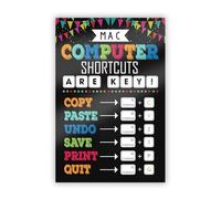 KCDFDVJFBM Computer Poster Mac Keyboard Shortcuts Chart Technology Classroom Wall-Art for Teachers Students Reference Guide(Framed,12x18inch(30x45cm))