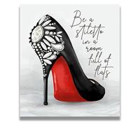 KCDFDVJFBM Confidence Quote Wall-Art - Be A Stiletto In A Room Full Of Flats Poster for Women Empowerment(Framed,12x18inch(30x45cm))