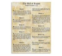 KCDFDVJFBM Constitution Bill of Rights 1791 Poster History Government Canvas Wall-Art Aesthetic Decorative Painting Classroom Style Decor(Framed,08x12inch(20x30cm))
