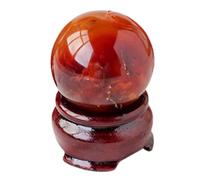 KCDFDVJFBM Crystal Ball Red Carnelian Agate Sphere with Wood Stand Quartz for Divination Home Office Decor