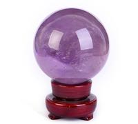 KCDFDVJFBM Crystal Ball with Wood Stand Amethyst Gemstone Deep Purple Quartz Sphere Crystals Sculpture for Home Decoration, Christmas Day'S Gift,8cm