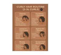 KCDFDVJFBM Curly Hair Routine Chart Wash Day Steps Guide Canvas Wall-Art for Women Salon Decor Home Office Gift Idea(Unframed,12x18inch(30x45cm))