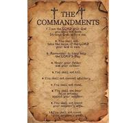KCDFDVJFBM Cusde Ten Commandments Metal Tin Sign - Vintage Religious Wall-Art with Bible Verse, Inspirational Decor for Home, Church, or Office(Framed,08x12inch(20x30cm))