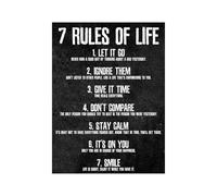 KCDFDVJFBM Daily Stoic 7 Rules of Life Poster Stoicism Philosophy Motivational Wall-Art for Men Office Decor Minimalist Black White(Framed,12x18inch(30x45cm))