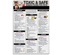 KCDFDVJFBM Dog Cat Feeding Guide Chart Poster with Safe and Toxic Food List Complete Diet Reference Educational Print for Pet Owners Home Kitchen Decor(Framed,08x12inch(20x30cm))