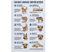 KCDFDVJFBM Dog Emotions Poster Understand Your Pet Body Signals Wall-Art Canvas for Bedroom Training Room Decor(Unframed,12x18inch(30x45cm))