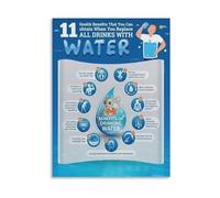 KCDFDVJFBM Drink More Water Motivational Poster Fun Hydration Reminder Healthy Lifestyle Canvas Wall-Art For Office Gym Decor(Framed,08x12inch(20x30cm))