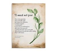 KCDFDVJFBM Dune Litany Against Fear Quote Poster Fear Is The Mind Killer Inspirational Wall-Art for Study Office Library Decor(Framed,12x18inch(30x45cm))