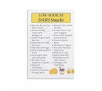 KCDFDVJFBM Easy Low Sodium Snacks Healthy Eating Tips Poster Canvas Wall-Art Print for Home Kitchen Dining Room Decor(Framed,08x12inch(20x30cm))