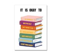 KCDFDVJFBM Educational Wall-Art Be Yourself Poster Its Okay to Not be Okay Canvas Wall-Art Motivational Art Classroom Posters Quotes(Framed,08x12inch(20x30cm))