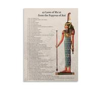 KCDFDVJFBM Egyptian Mythology Wall-Art 42 Laws Of Maat Poster Print Ancient Wisdom Decor For Study And Living Room(Framed,16x24inch(40x60cm))