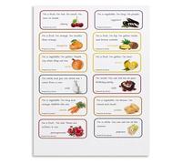 KCDFDVJFBM English Learning Food Riddle Poster Educational Vocabulary Cards for ESL Beginners Playroom Classroom Home Decor Canvas Art(Framed,16x24inch(40x60cm))