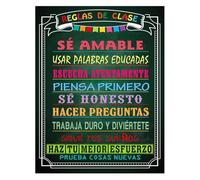 KCDFDVJFBM Español Classroom Rules Poster - Motivational Spanish Chart for Kindergarten Elementary High School Decor(Unframed,16x24inch(40x60cm))