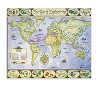 KCDFDVJFBM Exploration History Poster 15th 16th Century Sail Routes Map Canvas Wall-Art for Library(Unframed,16x24inch(40x60cm))