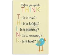 KCDFDVJFBM Family Home Decor THINK Before You Speak Poster SEL Rules Social Emotional Learning Canvas Wall-Art(Unframed,12x18inch(30x45cm))
