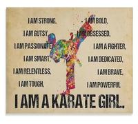 KCDFDVJFBM Female Karate Poster Martial Arts Girl Canvas Wall-Art Strong Feminine Decor for Living Room(Framed,12x18inch(30x45cm))