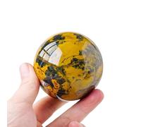 KCDFDVJFBM FengShui Divination Spheres Yellow Pietersite Crystal Ball Display Sphere Quartz Gemstone for Balance Yoga,70~75mm