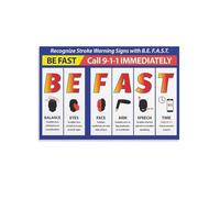 KCDFDVJFBM First Aid & Health Poster, Stroke Warning Signs (BE FAST), Emergency Response Reference for Workplace, Senior Care(Unframed,08x12inch(20x30cm))