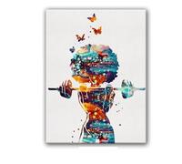 KCDFDVJFBM Fitness Girl Motivational Canvas Print, Black Woman Weight Lifting Wall-Art for Home Gym, Bedroom and Office Decor(Unframed,12x18inch(30x45cm))