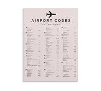 KCDFDVJFBM Flight Inspired Decor: European City Airport Codes Poster, Framed Canvas Print for Bedroom & Hallway(Unframed,08x12inch(20x30cm))