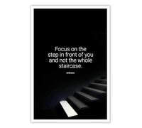 KCDFDVJFBM Focus on The Step Motivational Poster, Boho Inspirational Wall-Art for Living Room, Office & Home Office(Framed,08x12inch(20x30cm))