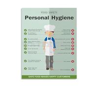 KCDFDVJFBM Food Personal Hygiene Best Practices Educational Poster Canvas Print Wall-Art for Kitchen Restaurant Health Office Bedroom Living Room(Framed,08x12inch(20x30cm))