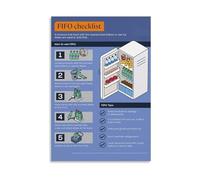 KCDFDVJFBM Food Waste Reduction Poster FIFO Storage System Expiration Date Tracking Checklist Canvas Wall-Art for Home Kitchen Organization(Unframed,08x12inch(20x30cm))