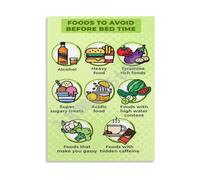 KCDFDVJFBM Foods That Ruin Sleep Poster Avoid Before Bed Canvas Wall-Art for Home Office Decor(Unframed,08x12inch(20x30cm))