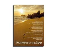 KCDFDVJFBM Footprints in The Sand Christian Poem Canvas Painting Inspirational Modern Wall-Art for Bedroom Home Office Gift(Framed,12x18inch(30x45cm))