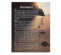 KCDFDVJFBM Footprints In The Sand Christian Poem Motivational Quotes Canvas Art Poster And Wall-Art Picture Print Modern Family Bedroom Decor Posters for Home Office(Framed,16x24inch(40x60cm))