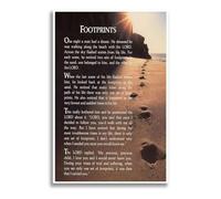 KCDFDVJFBM Footprints in the Sand Jesus Poem Canvas Art, Black Christian Wall Poster for Office & Home, Motivational Faith Decor(Framed,16x24inch(40x60cm))
