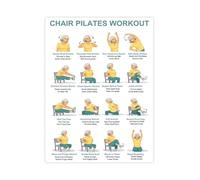 KCDFDVJFBM Full Body Chair Pilates Chart Seated Core Flexibility Workout Canvas Wall-Art Poster for Home Fitness Room Decor(Framed,08x12inch(20x30cm))