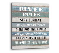 KCDFDVJFBM Funny River Rules Inspirational Quotes Wall-Art Farmhouse River Lake House Sign Print for Home Room Office Decor(Unframed,12x18inch(30x45cm))